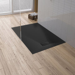 Shower Base, 59 in x 35 in Barrier-Free in Black
