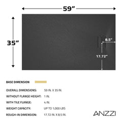 Shower Base, 59 in x 35 in Barrier-Free in Black