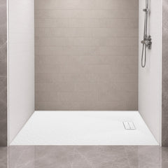 Shower Base, 59 in x 35 in with Reversible Drain in White