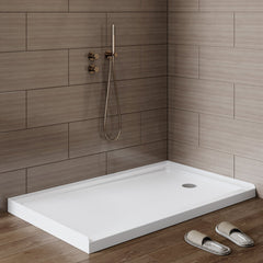 Shower Base, Acrylic, 60 x 36 in., Right Drain, Single Threshold, Chrome