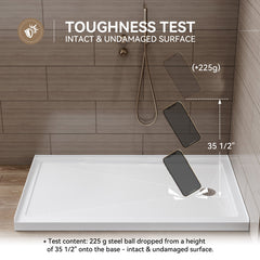 Shower Base, Acrylic, 60 x 36 in., Right Drain, Single Threshold, Chrome