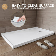 Shower Base, Acrylic, 60 x 36 in., Right Drain, Single Threshold, Chrome