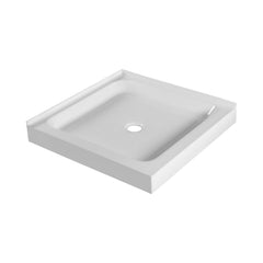 Shower Base, Double Threshold, Square, Fiberglass, 30 x 30 In, Gloss White