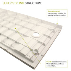 Shower Base, Linear, Single Threshold, Alcove, Right Drain, 48 x 36 In