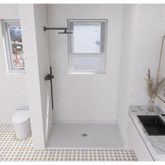 Shower Base, Madura, Single Threshold with Center Drain in Glossy White