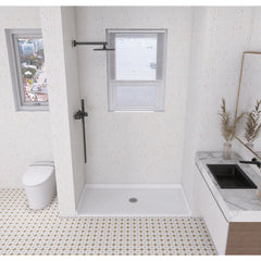 Shower Base, Madura, Single Threshold with Center Drain in Glossy White