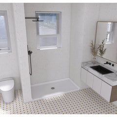 Shower Base, Madura, Single Threshold with Center Drain in Glossy White