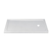 Shower Base, Nauru, 60 x 32 Inch Double Threshold in Glossy White