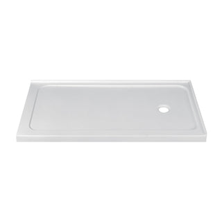 Shower Base, Nauru, 60 x 32 Inch Double Threshold in Glossy White