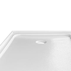 Shower Base, Nauru, 60 x 32 Inch Double Threshold in Glossy White