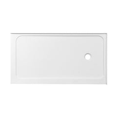 Shower Base, Nauru, 60 x 32 Inch Double Threshold in Glossy White