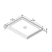 Shower Base, Rectangle, Center Drain, Acrylic, 36 x 32 In, White