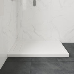 Shower Base, Rectangular, Hidden Side Drain, Acrylic, 54 x 36 In, White