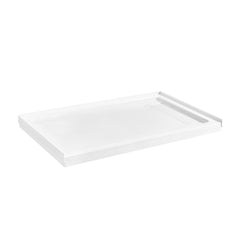 Shower Base, Rectangular, Hidden Side Drain, Acrylic, 54 x 36 In, White