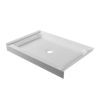 Shower Base, Single Threshold, Acrylic Fiberglass, 42 x 32 In, Gloss White
