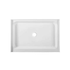 Shower Base, Single Threshold, Acrylic Fiberglass, 42 x 32 In, Gloss White