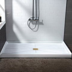 Shower Base, Single Threshold, Solid Surface, Square, 36 x 36 Inch