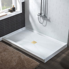 Shower Base, Single Threshold, Solid Surface, Square, 36 x 36 Inch