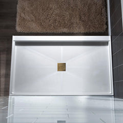 Shower Base, Single Threshold, Solid Surface, Square, 36 x 36 Inch