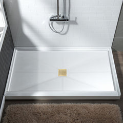 Shower Base, Single Threshold, Solid Surface, Square, 36 x 36 Inch