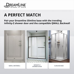 Shower Base, SlimLine, Center Drain, Single Threshold, 36 x 42 Inch, Black