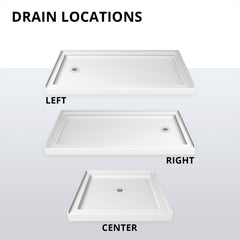 Shower Base, SlimLine, Center Drain, Single Threshold, 48 x 36 In., White