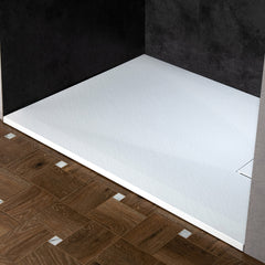 Shower Base, Solid Surface, Low-Profile, Rectangular, 47.25 x 35.4 In, White