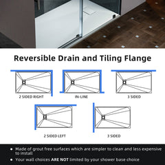 Shower Base, Solid Surface, Low-Profile, Rectangular, 47.25 x 35.4 In, White