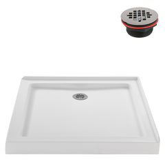 Shower Base, Square, Corner Mount, Acrylic, 36 x 36 In., Gloss White