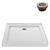Corner Acrylic Shower Base, 36 x 36 in with Tiling Flange in Gloss White