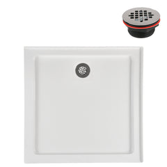Shower Base, Square, Corner Mount, Acrylic, 36 x 36 In., Gloss White