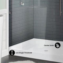 Shower Base, Voltaire, 42 in x 42 in Single Threshold in White