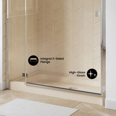 Shower Base, Voltaire, 60 in x 30 in with Center Drain in Biscuit