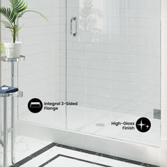 Shower Base, Voltaire, 60 in x 32 in with Center Drain in White