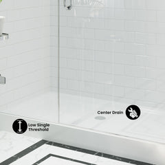 Shower Base, Voltaire, 60 in x 32 in with Center Drain in White
