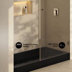 Shower Base, Voltaire, 60 x 30 with Right Drain in Glossy Black