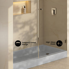 Shower Base, Voltaire, 60 x 30 with Right Drain in Glossy Gray