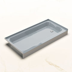Shower Base, Voltaire, 60 x 30 with Right Drain in Glossy Gray
