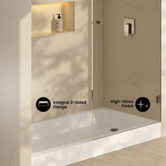 Shower Base, Voltaire, 60 x 30 with Right Drain in Glossy White