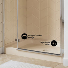 Shower Base, Voltaire, Single Threshold with Center Drain in Bisque
