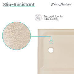 Shower Base, Voltaire, Single Threshold with Center Drain in Bisque