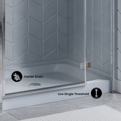 Shower Base, Voltaire, Single Threshold with Center Drain in Gray