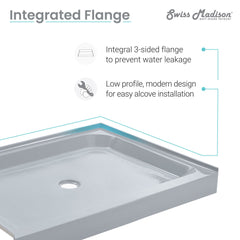 Shower Base, Voltaire, Single Threshold with Center Drain in Gray
