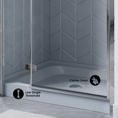 Shower Base, Voltaire, Single Threshold with Center Drain in Gray