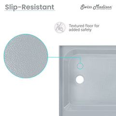 Shower Base, Voltaire, Single Threshold with Center Drain in Gray