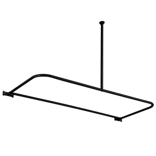 Shower Curtain Rod, Vintage 61-Inch D-Shaped in Matte Black