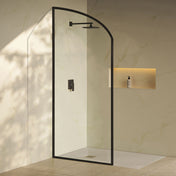 Shower Door, Demi, Fixed Panel with Clear Glass in Black Matte