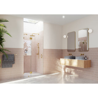 Shower Door, Halo, Frameless Glass Hinge, 36 in. x 78 in., Polished Brass