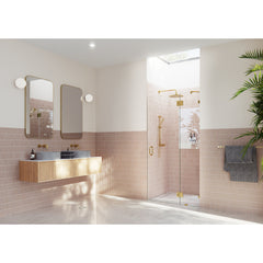 Shower Door, Halo, Frameless Glass Hinge, 36 in. x 78 in., Polished Brass