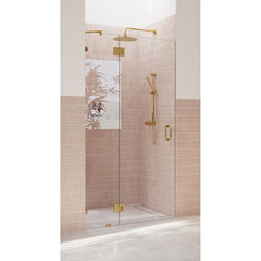 Shower Door, Halo, Frameless Glass Hinge, 36 in. x 78 in., Polished Brass